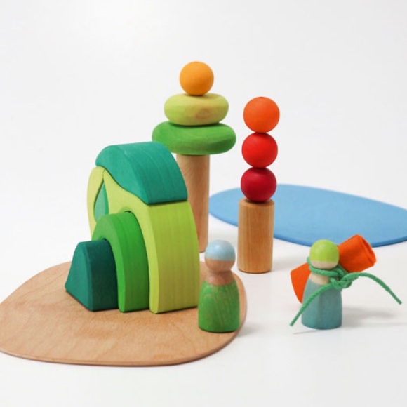 Grimms Other - Grimm’s In the Woods Green Wooden Small World Open Ended Play Set